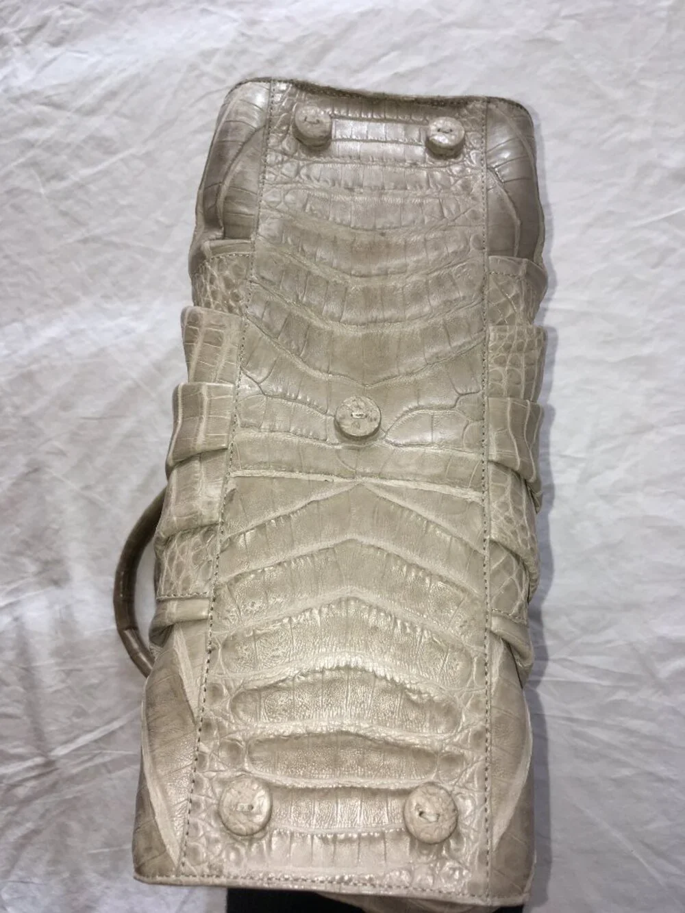 **NEAR MINT** 100% AUTHENTIC NANCY GONZALEZ CROCODILE TOTE $3,100 (TAUPE)